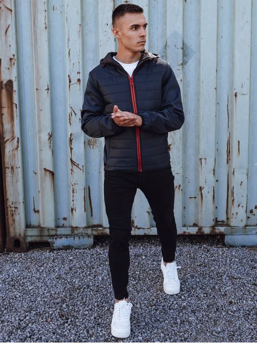 Férfi átmeneti kabát kontrasztos cipzárral