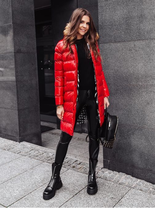 Eredeti piros női téli kabát CLR018