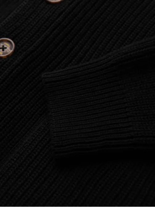 Fekete férfi kötött kardigán gombokkal V4 SWCD-0153 SWCD-0153