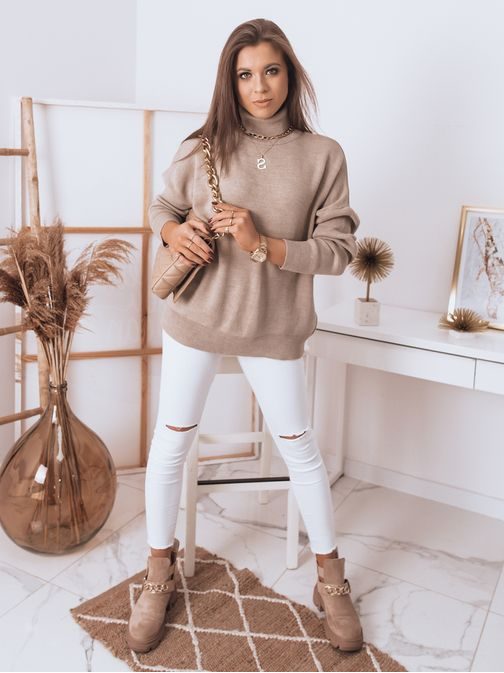 Divatos bézs női pulóver Holy