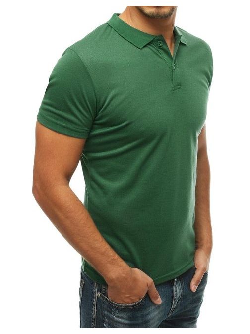 Egyszínű sötét zöld galléros póló