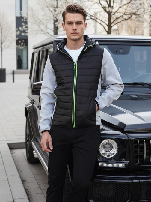 Érdekes férfi átmeneti kabát steppelt szürkével