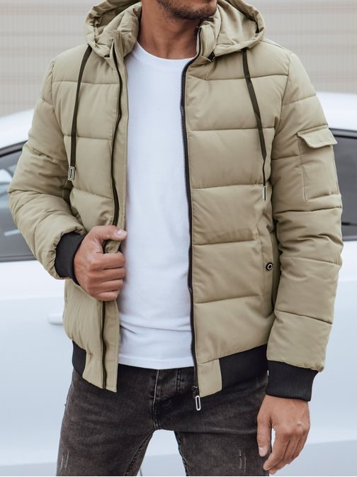 Modern bézs téli  kapucnis dzseki