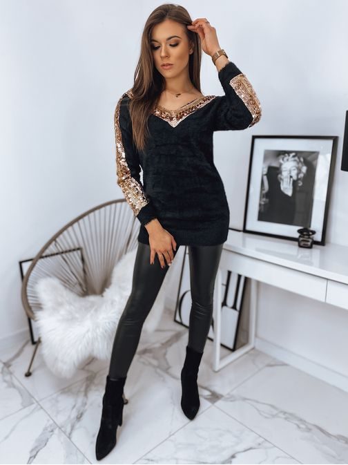 Különleges fekete női pulóver Layla