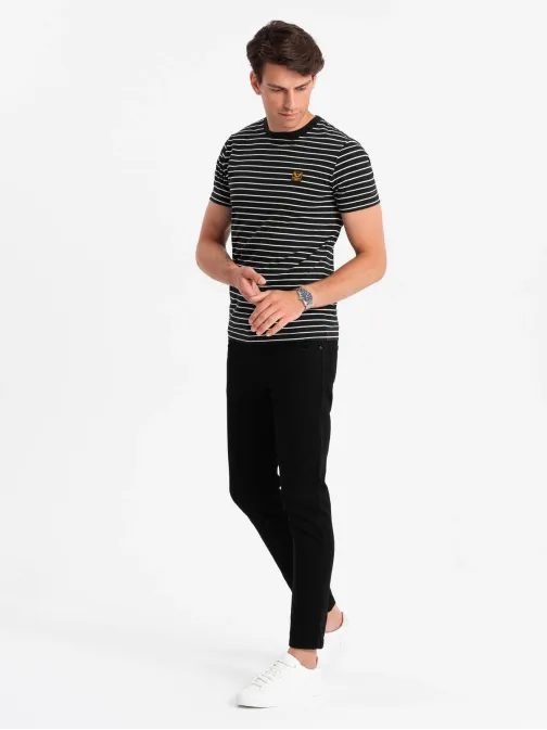 Nyári rövid ujjú póló fekete-fehér v2 om-tsct-0183