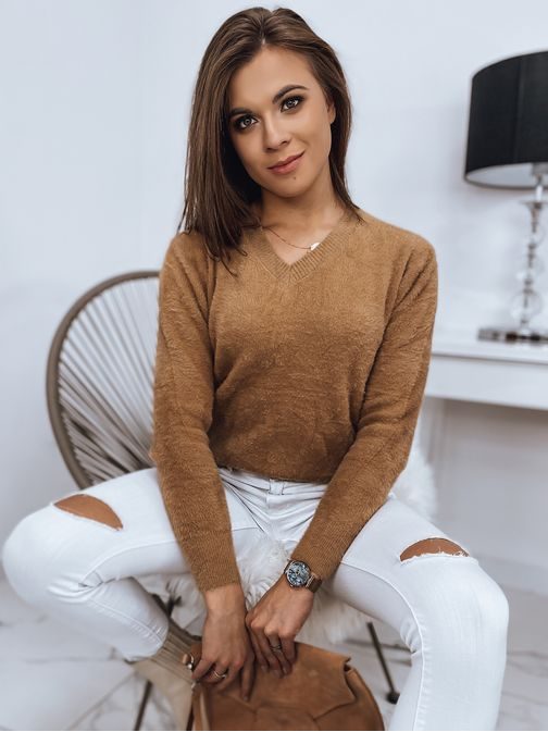 Kamel színű női pulóver Feliccia Basic