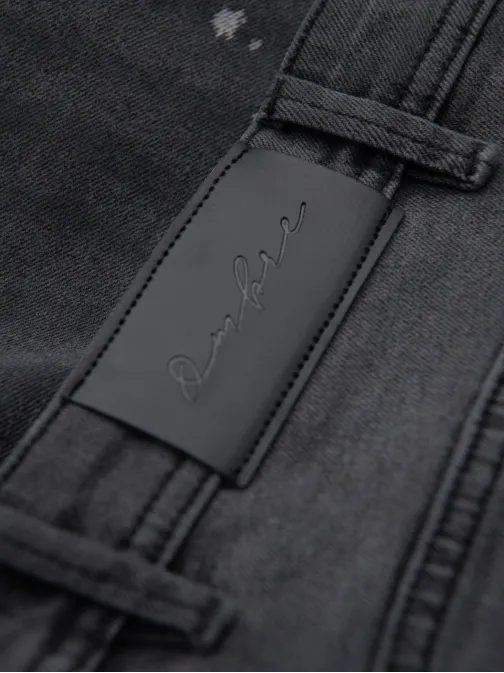 Modern szürke farmer rövidnadrág kopásokkal V3 SRDS-0186