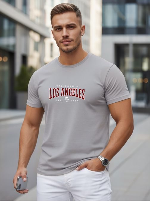 Férfi szürke póló „Los Angeles” felirattal