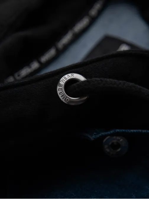 Kék farmerdzseki fekete kötött ujjakkal V2 JADJ-0220