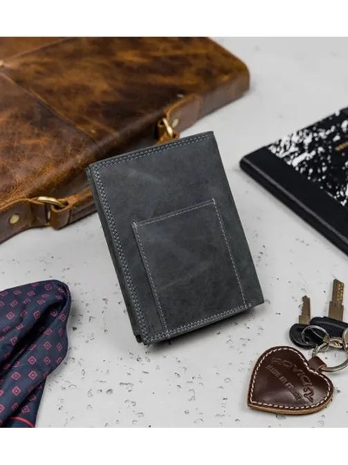 Grafit férfi bőr pénztárca csat nélkül