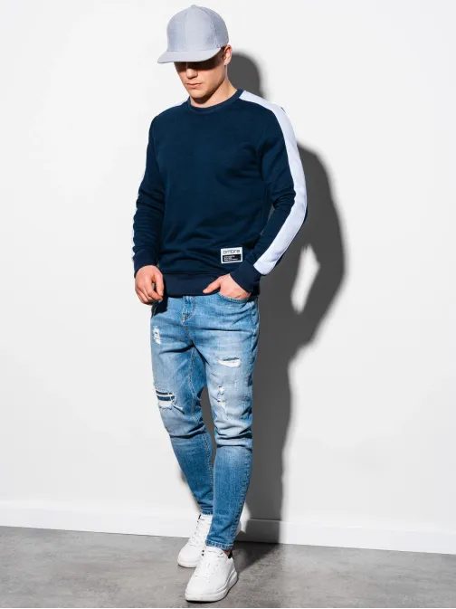 Látványos sötét kék pulóver B1081