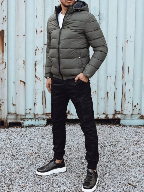 Divatos steppelt zöld férfi kabát