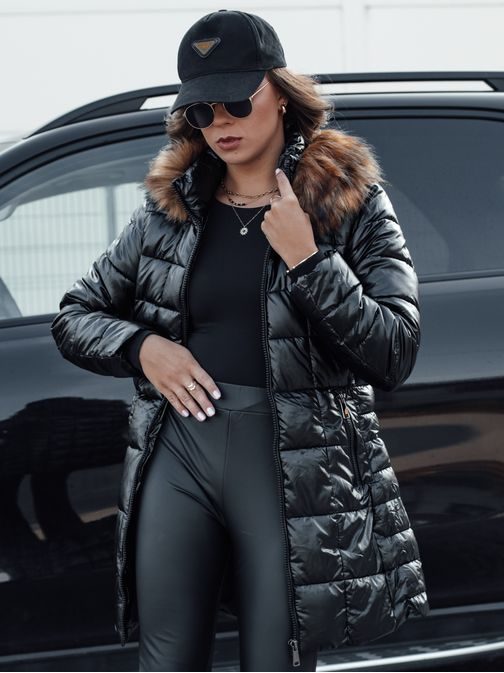 Steppelt fekete női téli kabát szőrmével  Winterzip