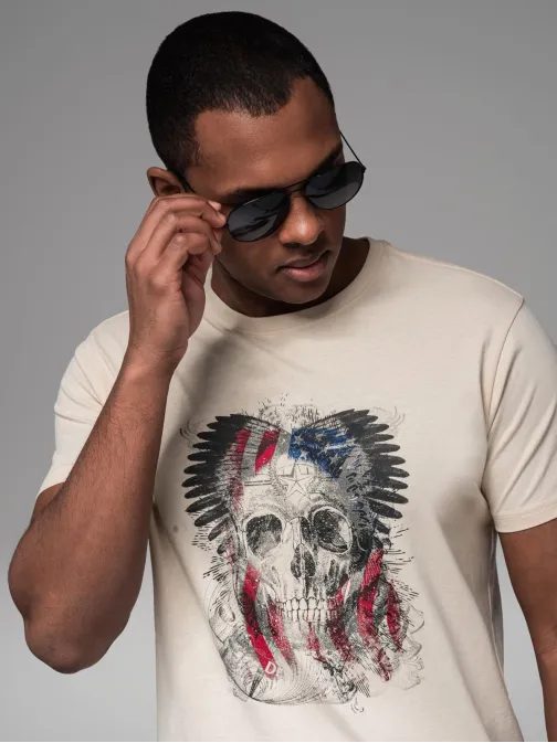 Érdekes krémszínű póló nyomtatással V1 TSPT-0199