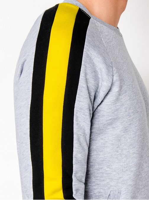 Szenzációs halvány szürke pulóver színes csíkkal  B870