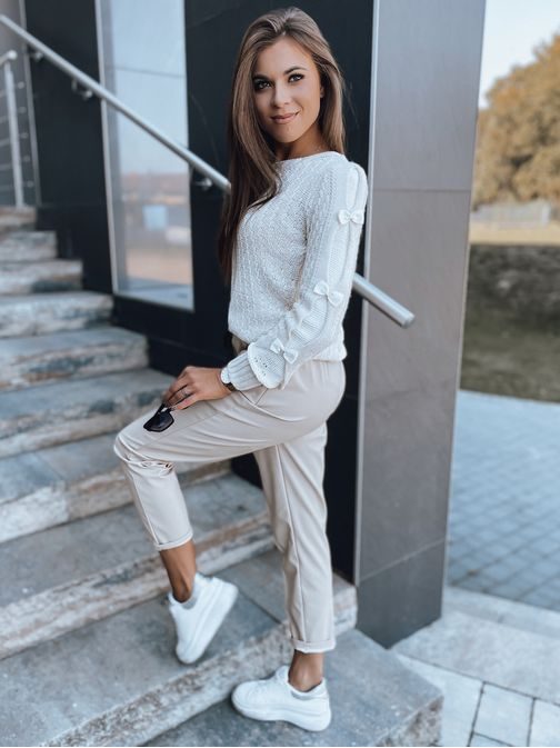 Különleges bézs női pulóver Madeline