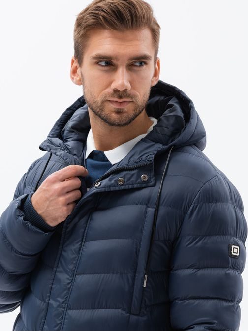 Kényelmes sötét kék téli kabát  C555