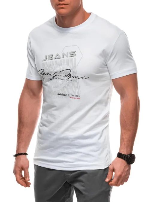 Trendi fehér póló nyomtatással és felirattal S2033