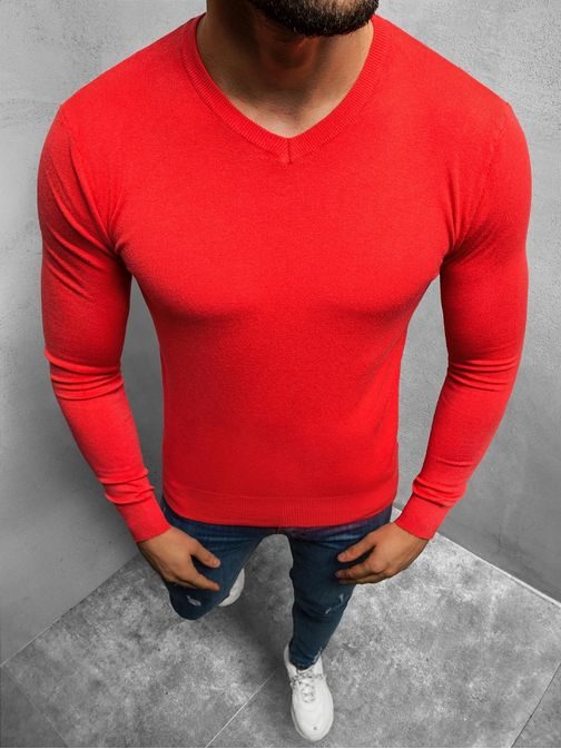 Egyszerű piros pulóver TMK/YY03/5Z