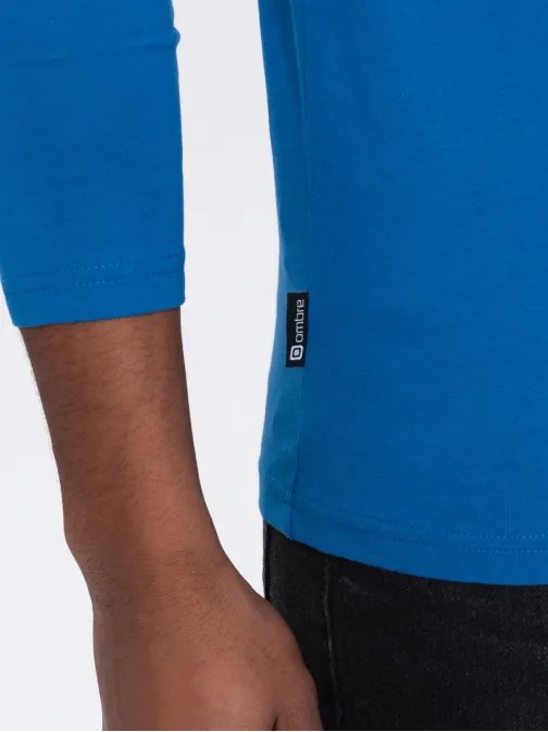 Modern hosszú ujjú póló férfiaknak kék v2 om-lscl-0107