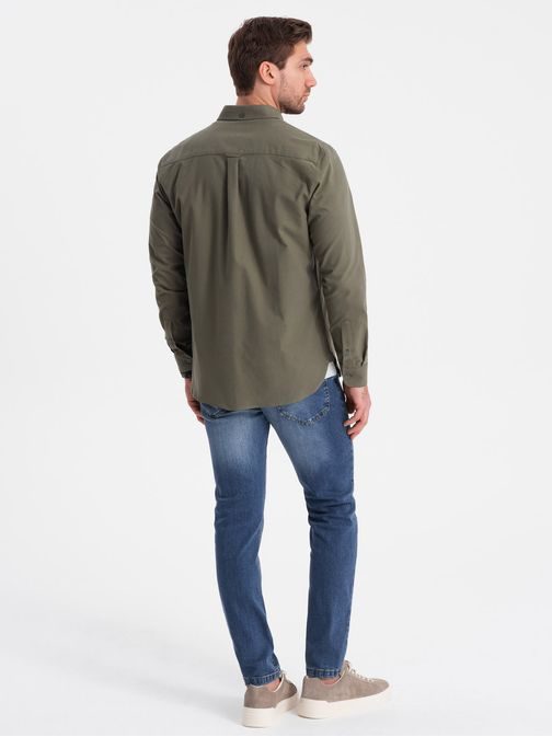 Lezsér khaki színű ing zsebbel  V4 SHOS-0153