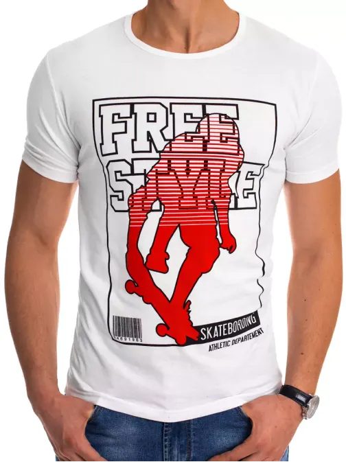 Trendi fehér póló lenyomattal Free Style