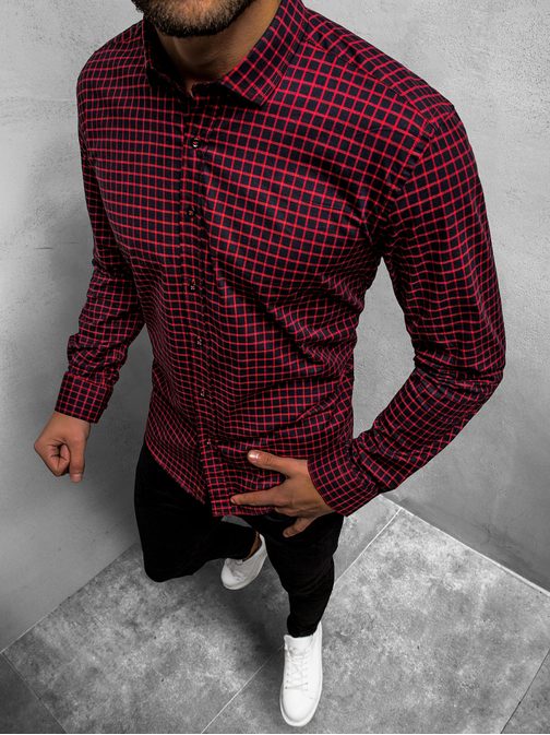 Trendi fekete piros apró kockás mintás ing O/3011/09