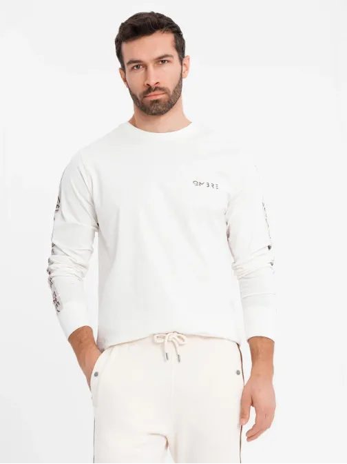 Szemet gyönyörködtető fehér hosszú ujjú póló V3 LSCL-0127