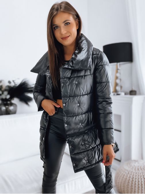 Gyönyörű fekete női kabát London Premium