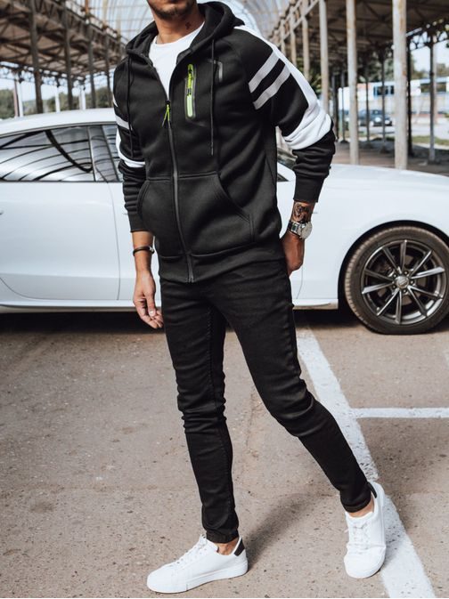 Trendi megjelenésű fekete kapucnis felső