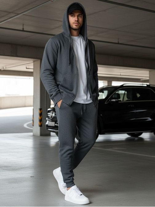 Érdekes szürke kapucnis melegítő felső