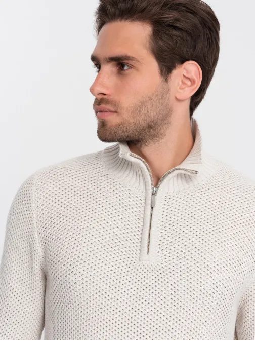 Elegáns férfi pulóver krémszínben  V1 SWZS-0105