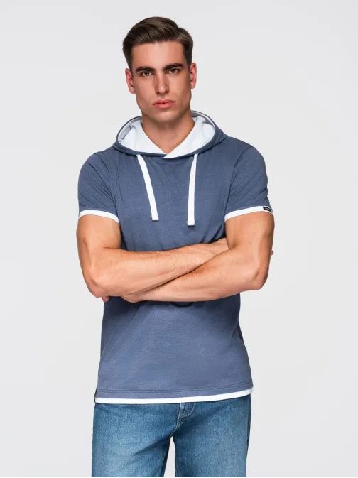 Egyedi kék kapucnis póló V12 TSCT-0256
