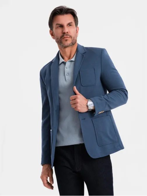 Sport sötétkék slim fit blézer V6 BLZB-0101
