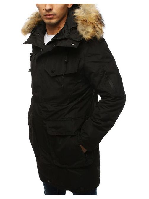 Vonzó fekete téli parka kabát