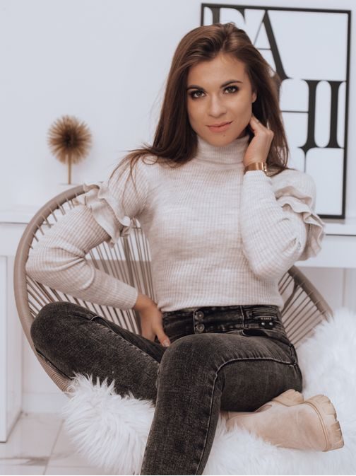 Divatos világosbézs női pulóver Mandy