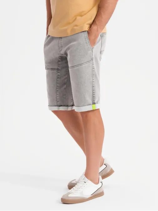 Stílusos világosszürke farmer rövidnadrág V1 SRDS-0135