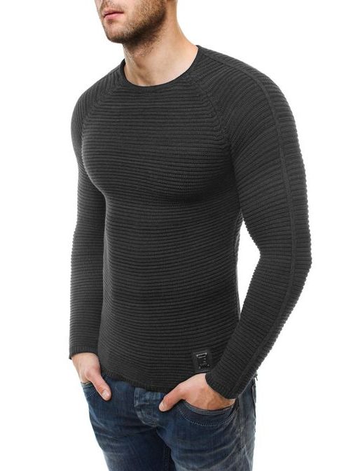 Elegáns grafit szürke férfi pulóver 256005