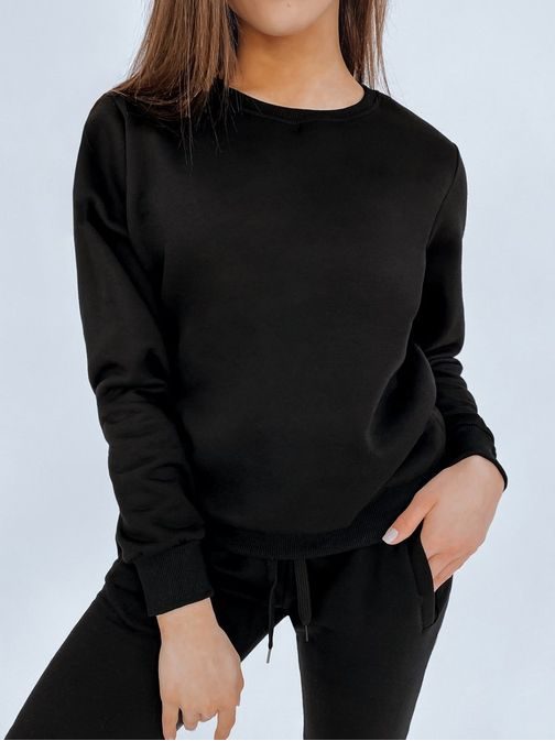 Egyszerű fekete női pulóver Fashion