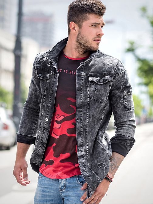 Grafit szürke hosszított farmer dzseki OTANTIK 474K