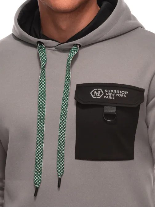 Férfi szürke pulóver B1700 zsebbel