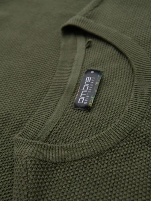 Olajzöld kötött férfi póló TSCT-0244