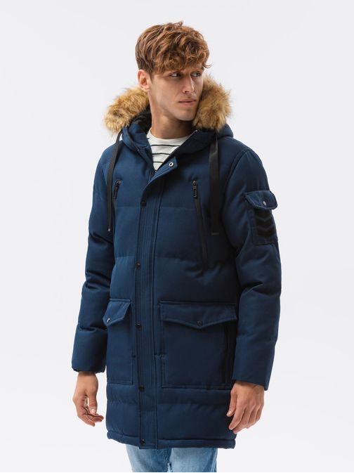 Sötét kék téli parka kabát C514