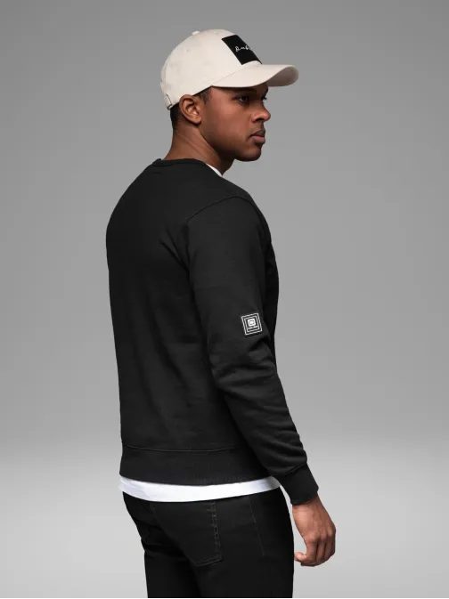 Időtlen fekete pulóver dekoratív cipzárral V1 SSNZ-0187