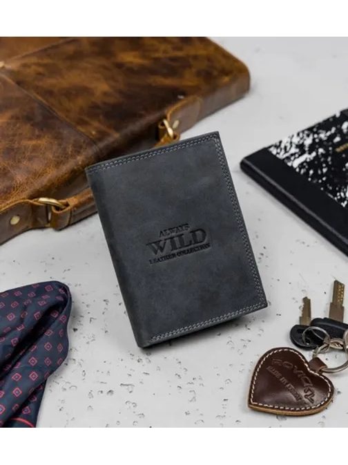 Grafit férfi bőr pénztárca csat nélkül