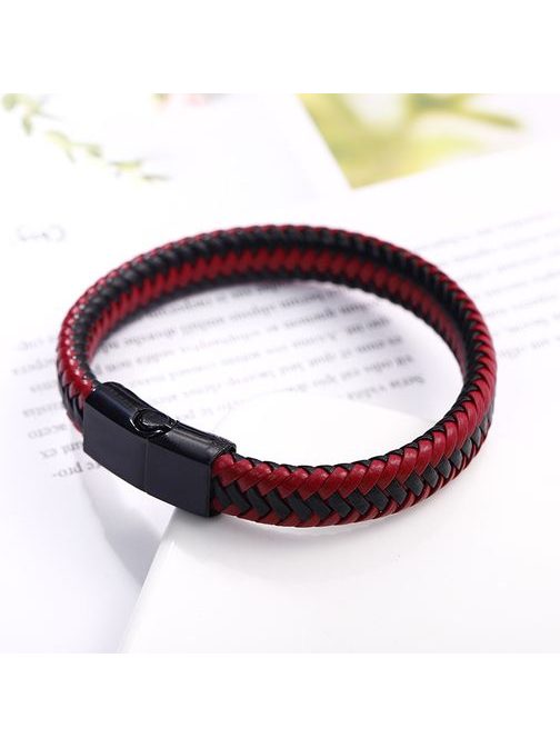 Férfi kötött karkötő fekete-piros