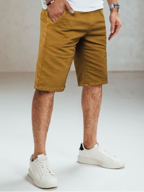 Férfi farmer rövidnadrág mustár színben