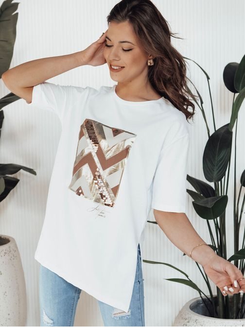 Divatos női fehér póló lenyomattal  Pimat
