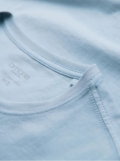 Basic világoskék pamut póló kerek nyakkal V19 TSBS-0236