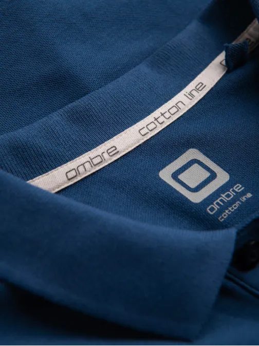 Sima sötét kék galléros póló  S1374